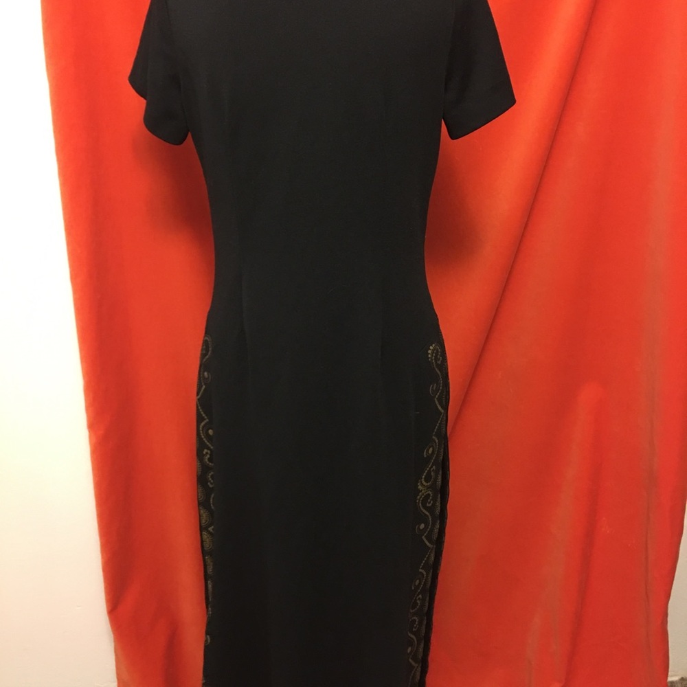 Alfred Shaheen 70s black maxi dress cheongsam mandarin neck size m - Picture 6 of 11